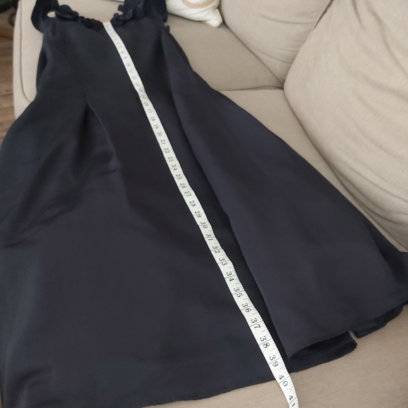 Eliza J ruffled V neck fit and flare midi dress sleeveless blue black - Picture 10 of 14